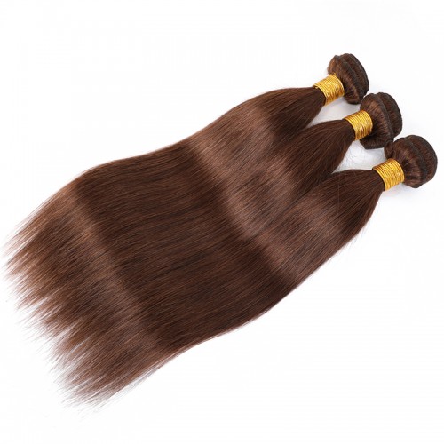 #4 Chocolate Brown Natural Straight Brazilian Human Hair Bundles | Human Hair Wig | Lace Front